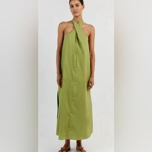 OLIVIA LIME TWISTED MIDI DRESS